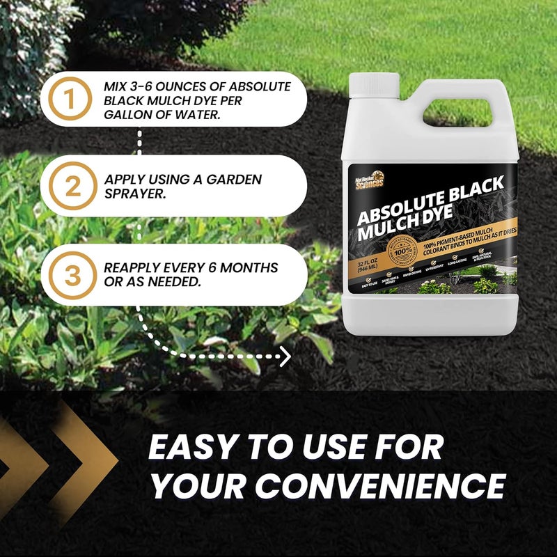 Not Rocket Sciences 32oz Absolute Black Mulch Dye - Covers up to 2,500 sq. ft., Liquid Mulch Dye Black, Premium Color Concentrate, Ideal for Landscaping, Renews Faded Rubber or Wood Chips, 100% Color Pigment - Image 5